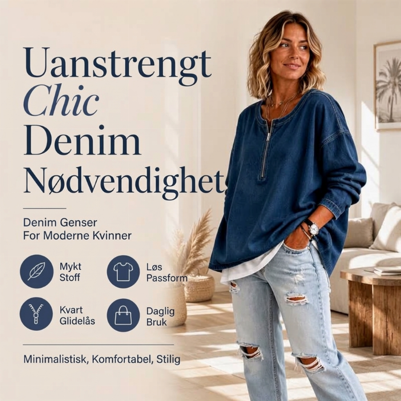 Dame langermet dongerigenser med halvt glidelås