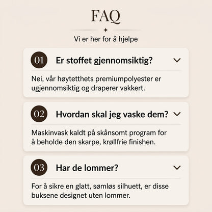 Uformelle høyebukser med vide ben for kvinner