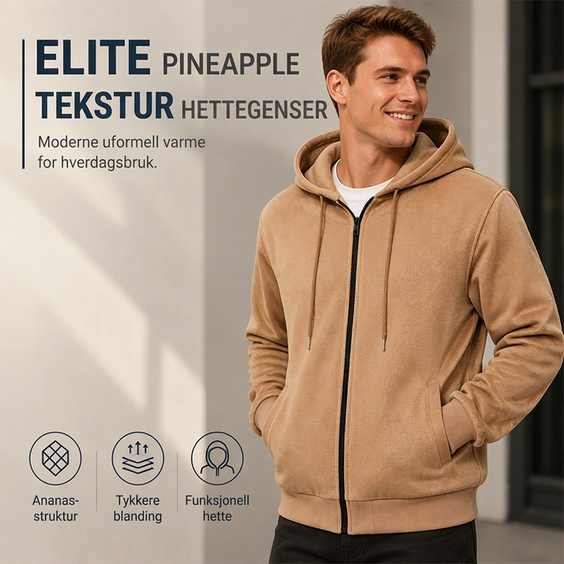 Herrejakke med hette og ananasmønster