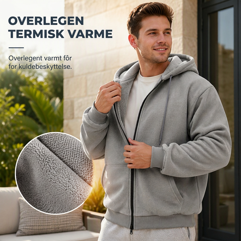 Herrejakke med hette og ananasmønster
