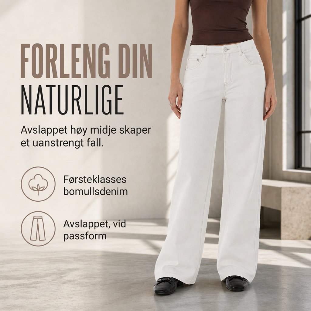 Retro høytaljede vide jeans for kvinner