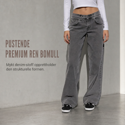 Retro høytaljede vide jeans for kvinner