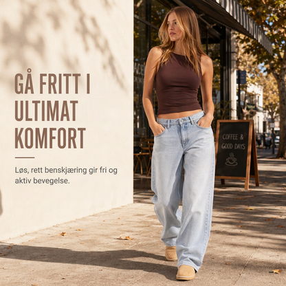 Retro høytaljede vide jeans for kvinner