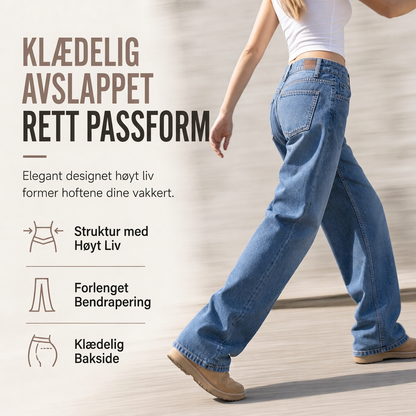 Retro høytaljede vide jeans for kvinner