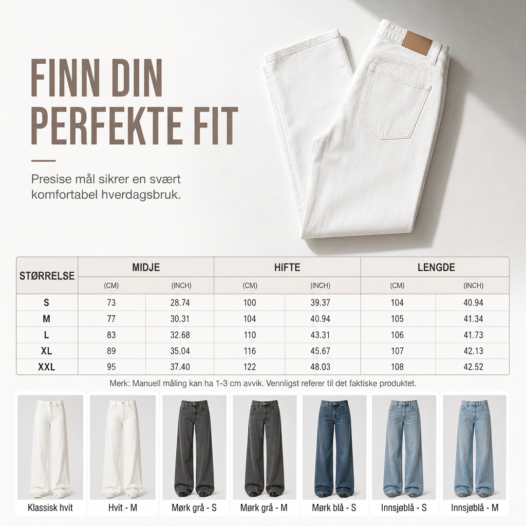 Retro høytaljede vide jeans for kvinner