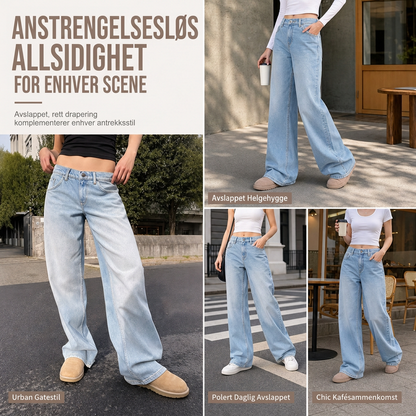 Retro høytaljede vide jeans for kvinner