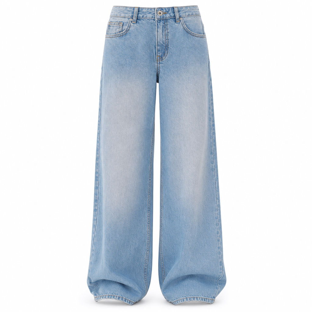 Retro høytaljede vide jeans for kvinner