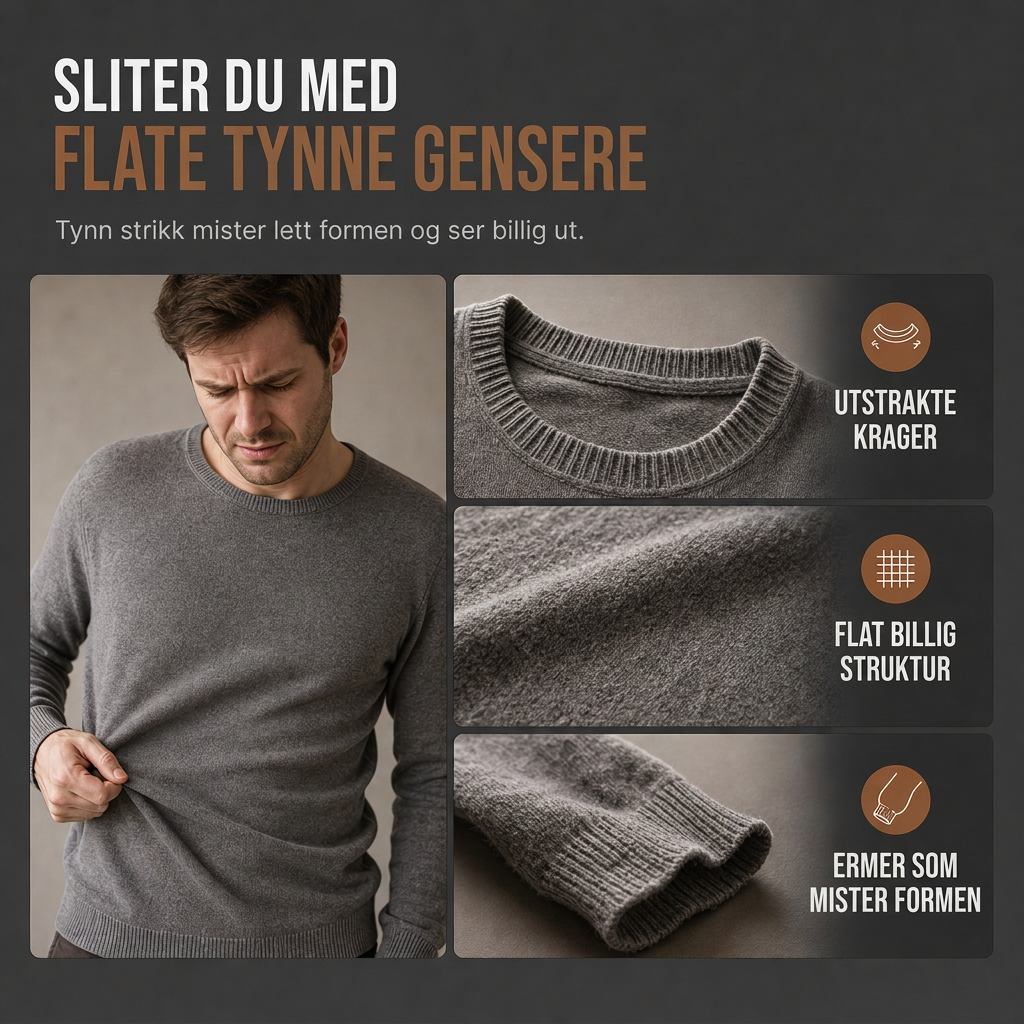 Genser med krage for menn, uformell ensfarget pullover