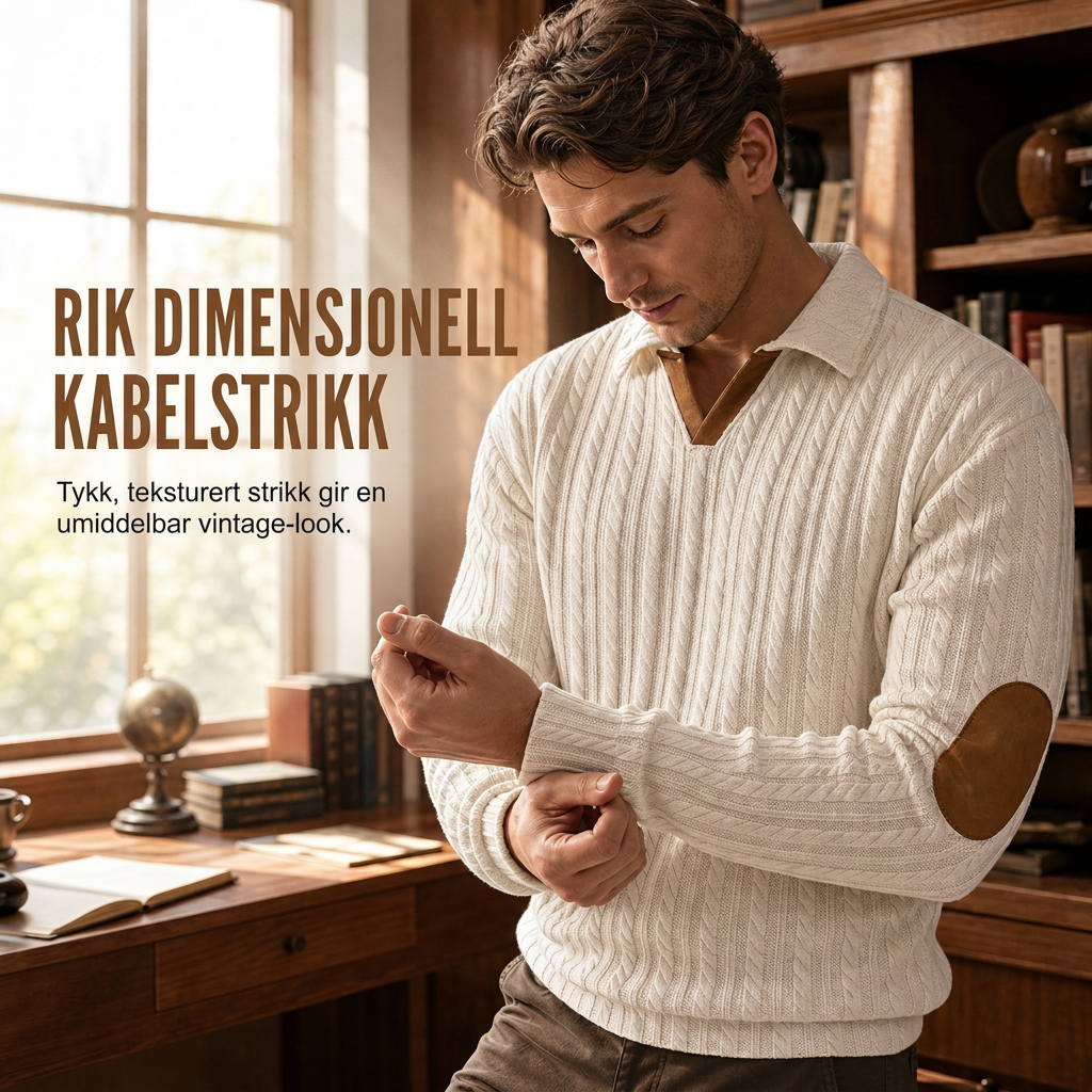 Genser med krage for menn, uformell ensfarget pullover