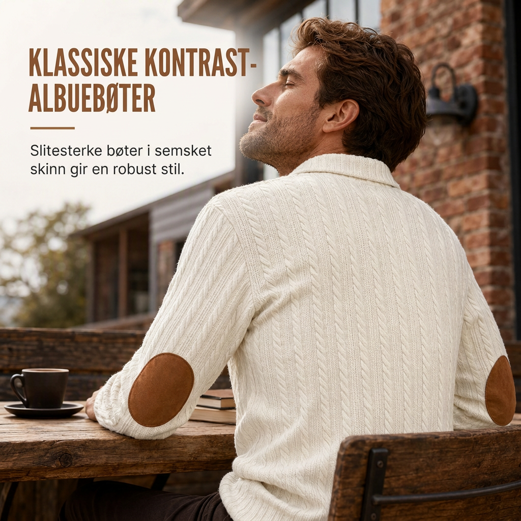 Genser med krage for menn, uformell ensfarget pullover