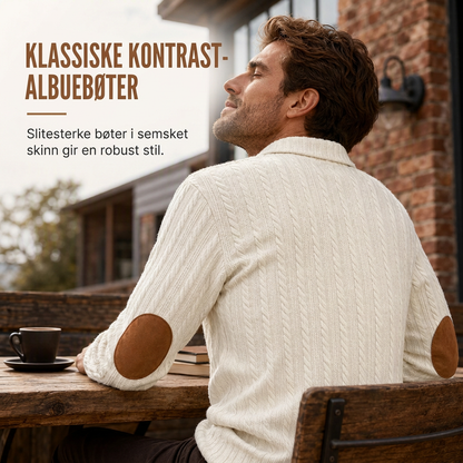 Genser med krage for menn, uformell ensfarget pullover