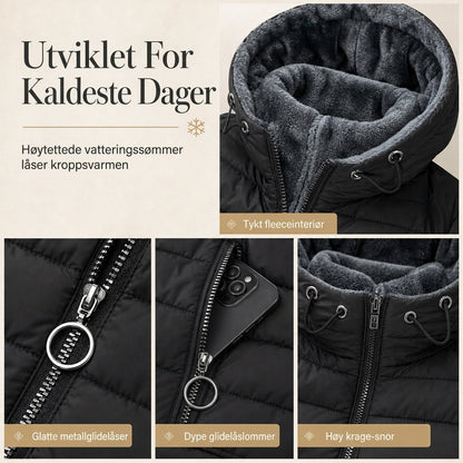 Knepen fleeceforet hettejakke for kvinner