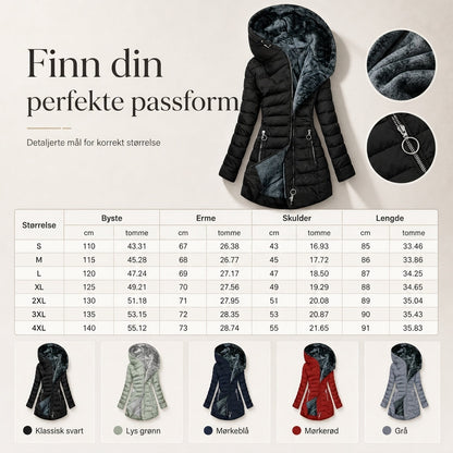 Knepen fleeceforet hettejakke for kvinner
