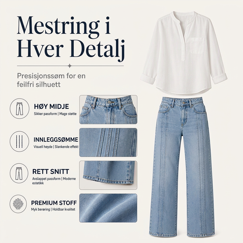 Dame videbuksede jeans med sømmer foran