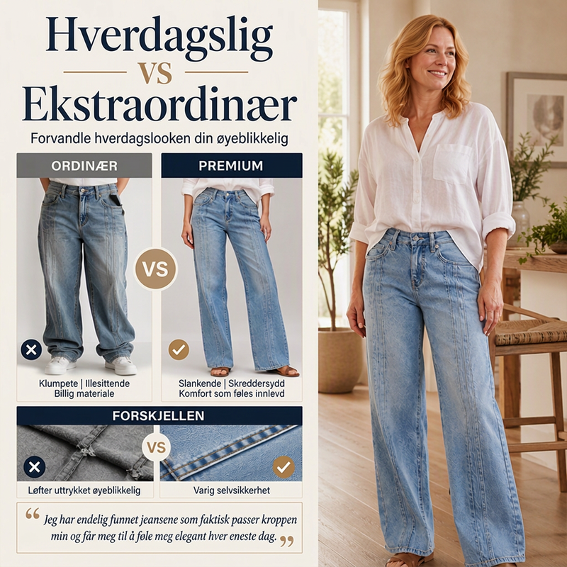 Dame videbuksede jeans med sømmer foran