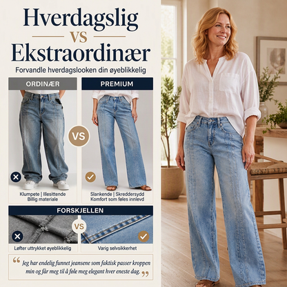 Dame videbuksede jeans med sømmer foran