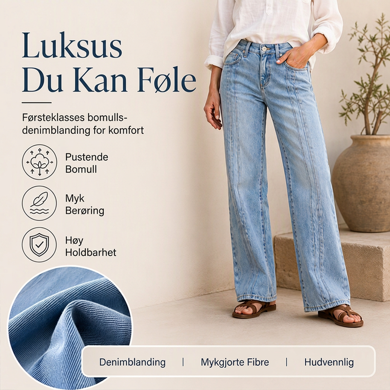 Dame videbuksede jeans med sømmer foran