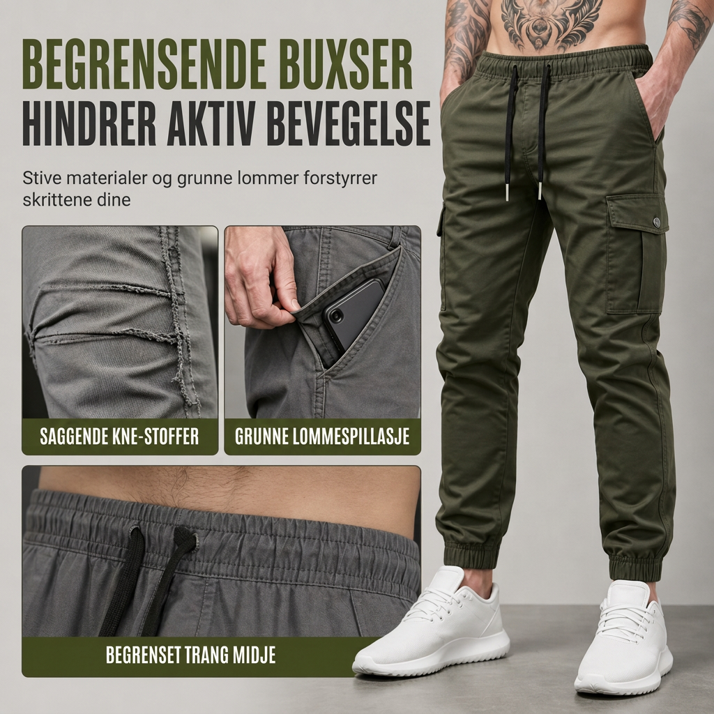 Lette uformelle cargobukser utendørs turjoggere for høst- og vinteridrett, løping og trening