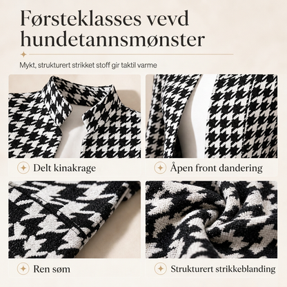 Hundetannmønster med åpen front, delt stålkrage og smal passform