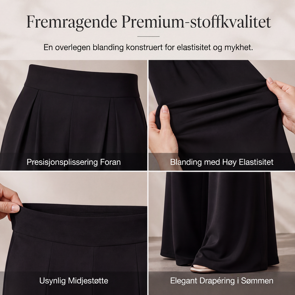 Damebukser med høy midje, vide ben og flytende passform