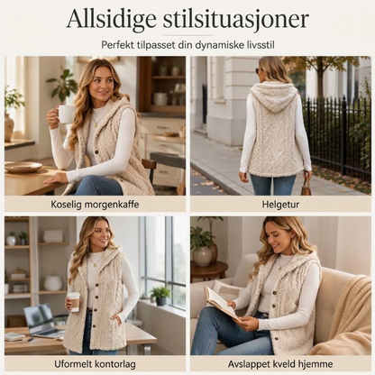Dame koselig og varm hettevest