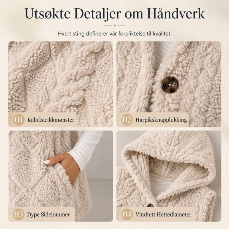 Dame koselig og varm hettevest