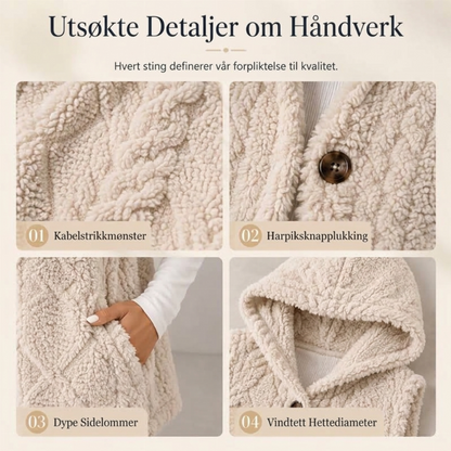 Dame koselig og varm hettevest