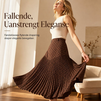 🔥 50% RABATT👗 | Høyt midjet plissert skjørt for dame – Prikkemønster & flatterende A-linje