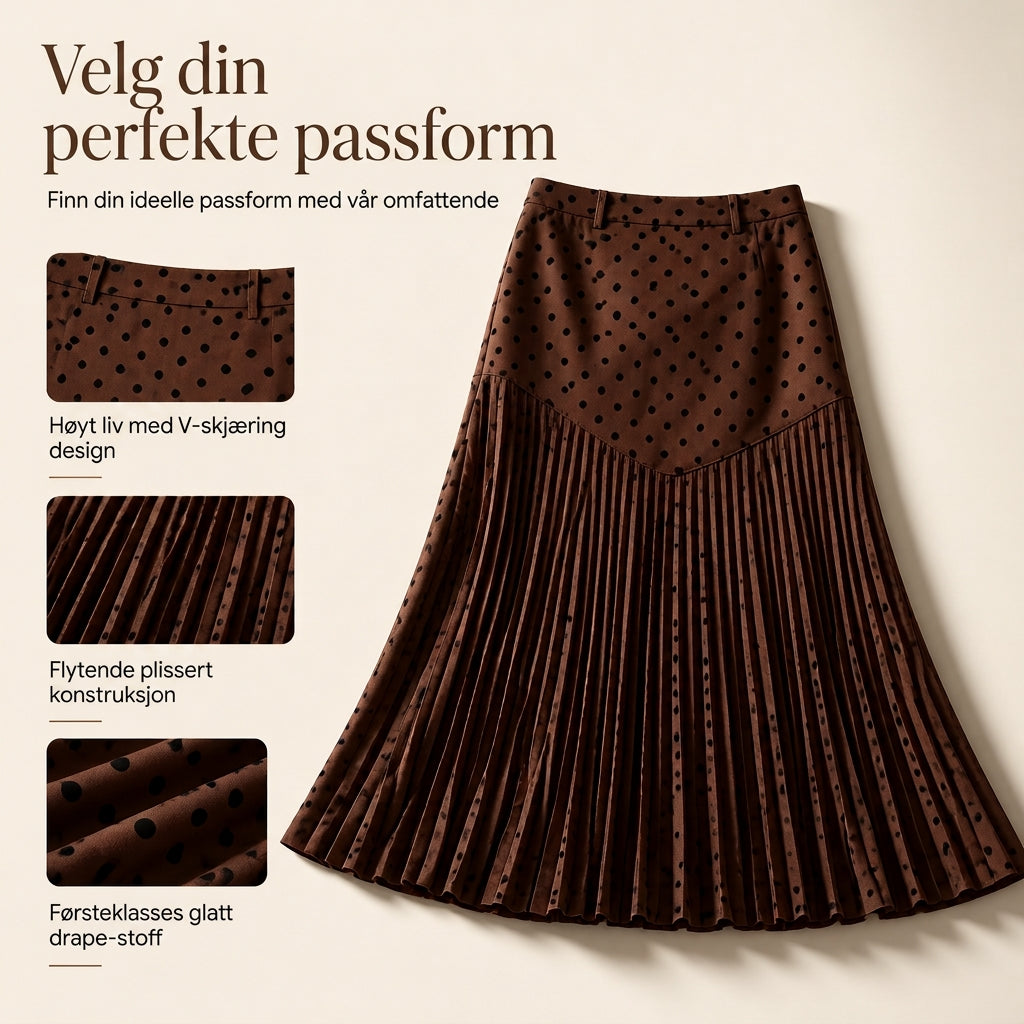 🔥 50% RABATT👗 | Høyt midjet plissert skjørt for dame – Prikkemønster & flatterende A-linje
