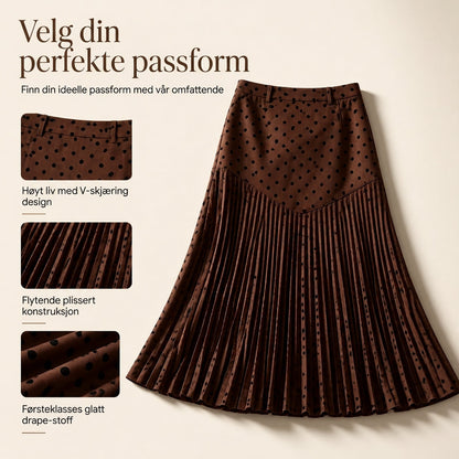 🔥 50% RABATT👗 | Høyt midjet plissert skjørt for dame – Prikkemønster & flatterende A-linje