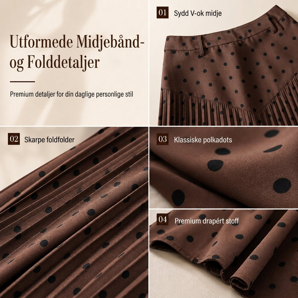 🔥 50% RABATT👗 | Høyt midjet plissert skjørt for dame – Prikkemønster & flatterende A-linje