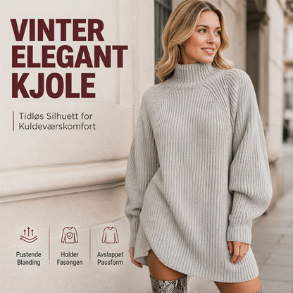 🔥 50% RABATT❄️ | Strikket rullekragekjole for dame – Myk & avslappet vinterpassform