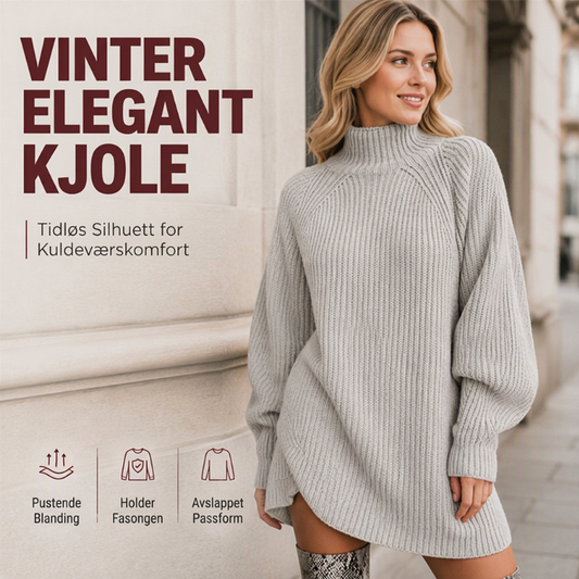 🔥 50% RABATT❄️ | Strikket rullekragekjole for dame – Myk & avslappet vinterpassform