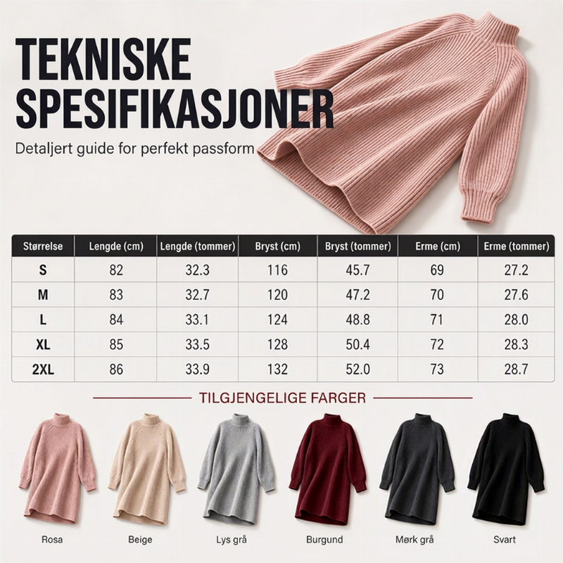 🔥 50% RABATT❄️ | Strikket rullekragekjole for dame – Myk & avslappet vinterpassform