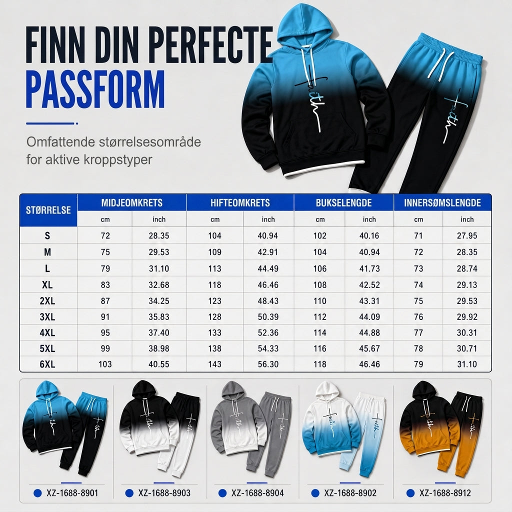 Herre 3D digitaltrykt treningsdress med langermet hettegenser og bukser, løs passform, for vår og høst