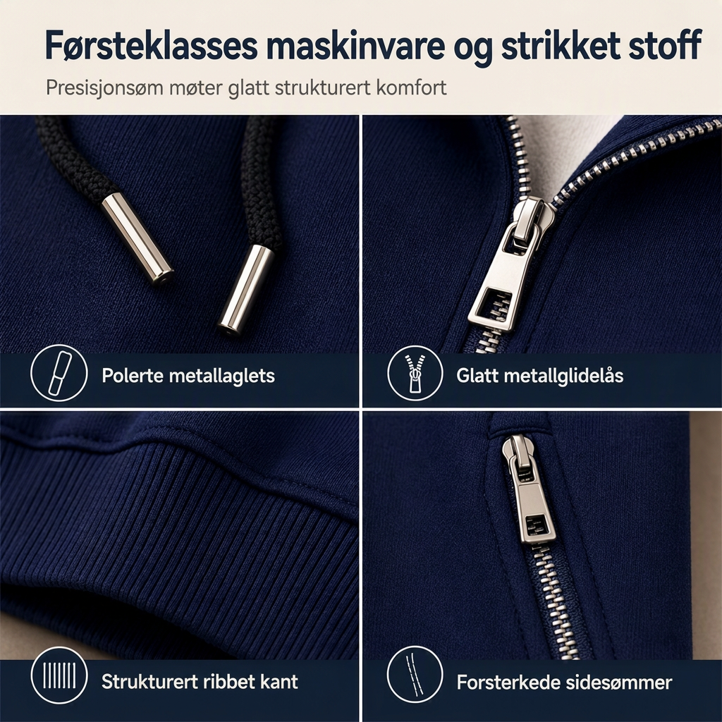 Premium hettegenser for kvinner med hel glidelås og glidelåslommer