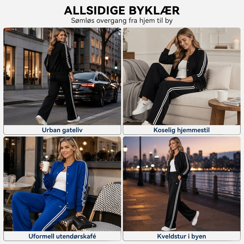 Stripet sporty fritidsklessett for kvinner