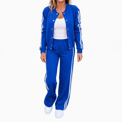 Stripet sporty fritidsklessett for kvinner