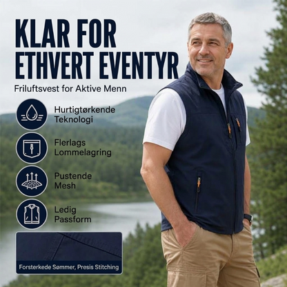 Herre Uformell Utendørsvest med Ståkrage