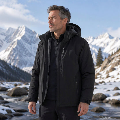 Vanntett herrejakke med hette og plysjfor