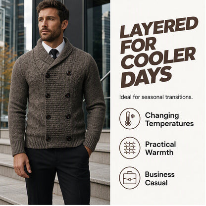 Herre Cardigan med Sjalskrage – Elegant Strikkejakke