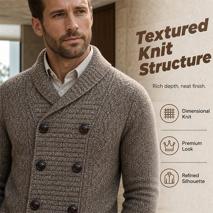 Herre Cardigan med Sjalskrage – Elegant Strikkejakke