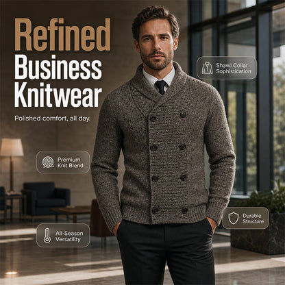 Herre Cardigan med Sjalskrage – Elegant Strikkejakke
