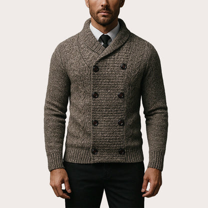 Herre Cardigan med Sjalskrage – Elegant Strikkejakke