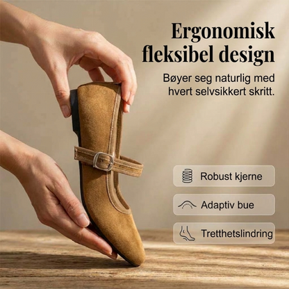 Komfortable ballettsko i semsket PU-skinn med reim
