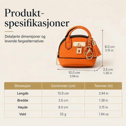 Mini skjelveggveske nøkkelring PU-lær leppestift myntpung