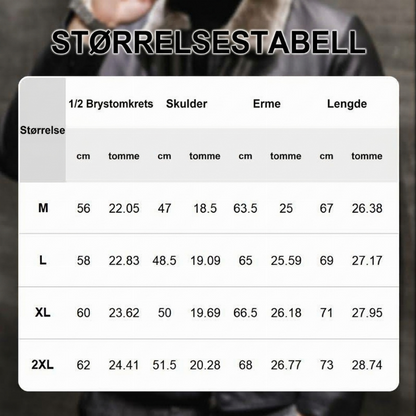 Elegant, varm pelsfôret skinnjakke for menn