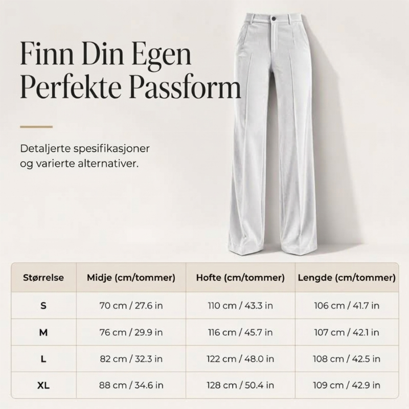 Damebukser med høy midje, avslappet, drapert og vide ben