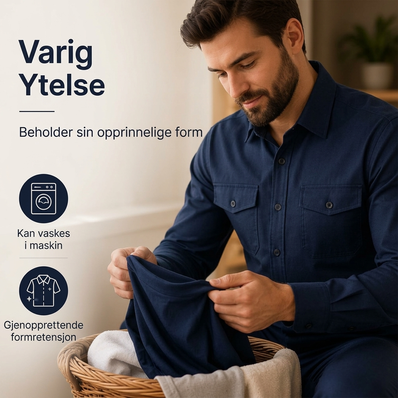 Sett med todelt polyesterskjorte og -bukser for menn