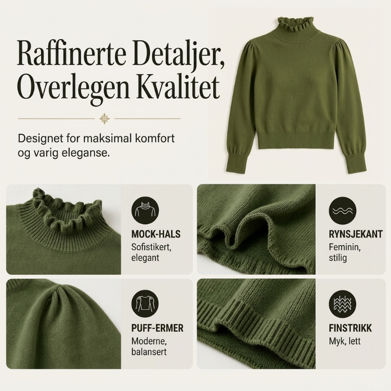 Elegant og koselig strikket topp for kvinner med volangkant